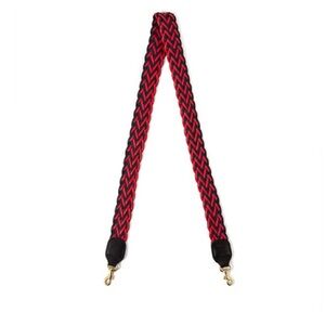 Clare V Red and Navy Braided Crossbody Strap Black Leather